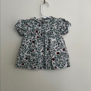 Janie and Jack Butterfly Garden Blouse with Ruffle Collar and Puff sleeves